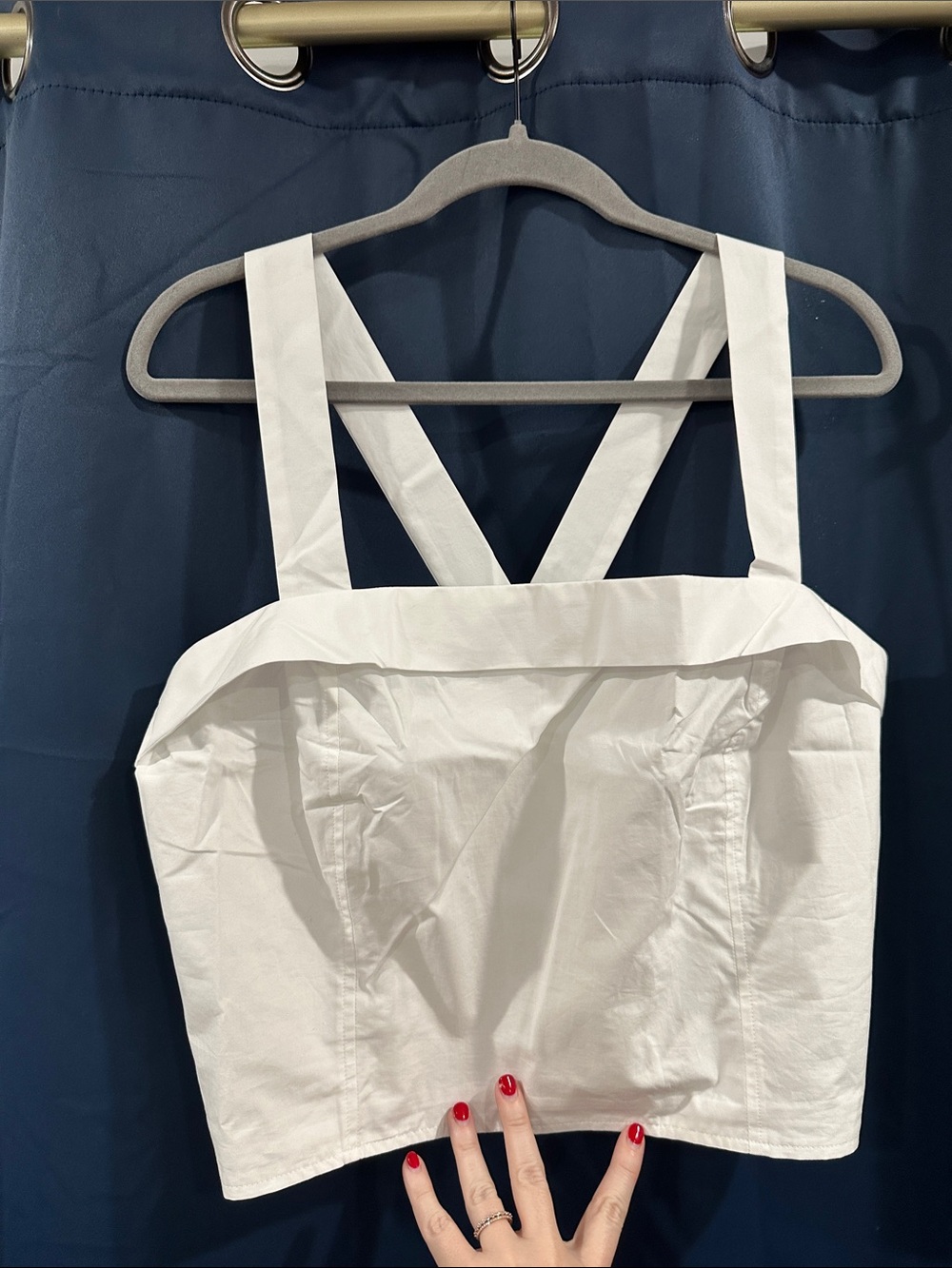 White Cotton Square-Neck Crop Top with Wide Straps - Banana Republic NEW XL
